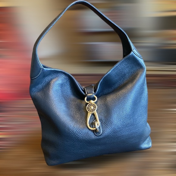 Dooney & Bourke Belvedere Logo Lock Pebbled Leather Bucket Bag - Picture 15 of 17